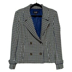 Dennis Basso Old Money‎ Houndstooth Blazer Jacket Women Size 12 Preppy Parisian